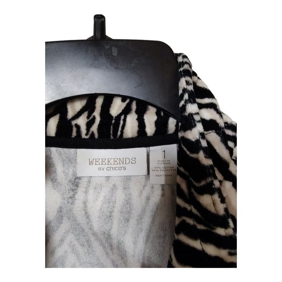 Weekends by Chico's Sleeveless Zebra Print Zippered Vest Blouse Size 1 Sm - Picture 4 of 7